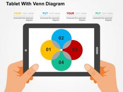 Tablet with venn diagram flat powerpoint design