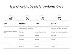 Tactical activity details for achieving goals
