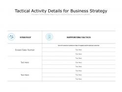 Tactical activity details for business strategy