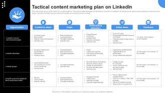 Tactical Content Marketing Plan Linkedin Marketing Channels To Improve Lead Generation MKT SS V