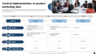Tactical Implementation In Product Marketing Plan