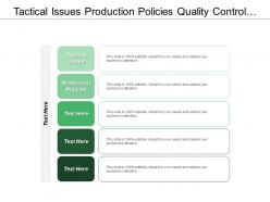 Tactical issues production policies quality control production planning control