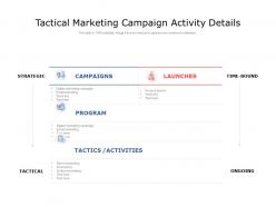 Tactical marketing campaign activity details