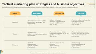 Tactical Marketing Plan Strategies And Business Objectives