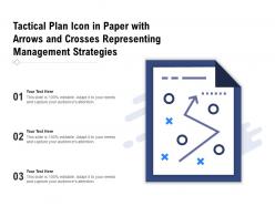 Tactical plan icon in paper with arrows and crosses representing management strategies