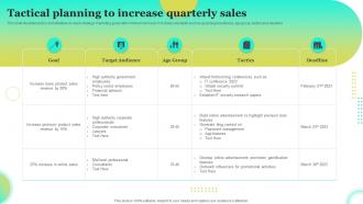 Tactical Planning To Increase Quarterly Sales