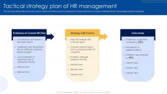 Tactical Strategy Plan Of HR Management