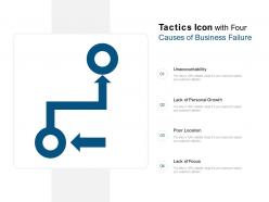 Tactics icon with four causes of business failure