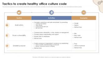 Tactics To Create Healthy Office Culture Code