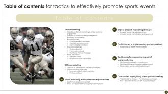 Tactics To Effectively Promote Sports Events Powerpoint Presentation Slides Strategy CD V Editable Template