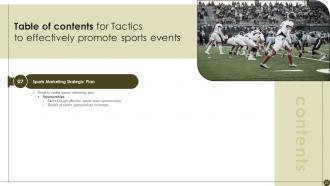 Tactics To Effectively Promote Sports Events Powerpoint Presentation Slides Strategy CD V Captivating Template