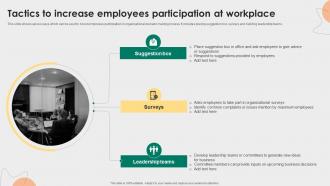 Tactics To Increase Employees Participation At Workplace Employee Relations Management To Develop Positive