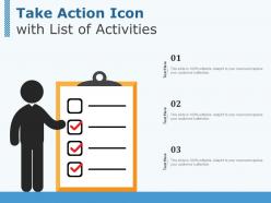 Take action icon with list of activities