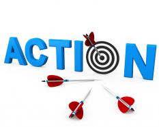 Take action to achieve target stock photo