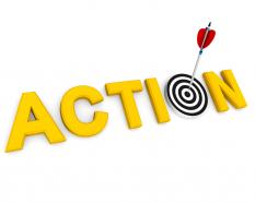 Take action to meet goals stock photo