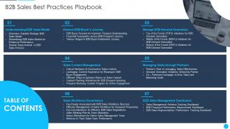 Tale Of Contents B2B Sales Best Practices Playbook Ppt Slides Infographic Template