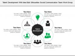 Talent development with idea bulb silhouettes social communication team work group