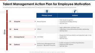 Talent management action plan for employee motivation influence of engagement strategies