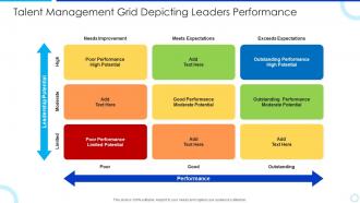 Talent management grid depicting leaders performance