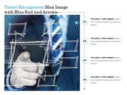 Talent management man image with blue suit and arrows