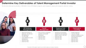 Talent Management Portal Determine Key Deliverables Of Talent Management Portal Investor