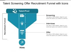 Talent screening offer recruitment funnel with icons