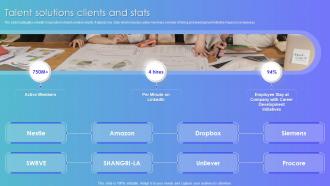 Talent Solutions Clients And Stats Linkedin Company Profile Ppt Styles Example Introduction