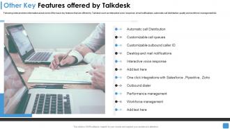 Talkdesk funding elevator other key features offered by talkdesk ppt show