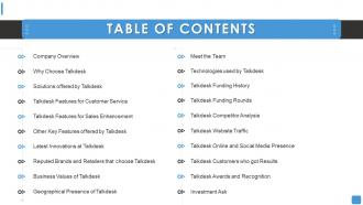 Talkdesk funding elevator table of contents ppt gallery layout
