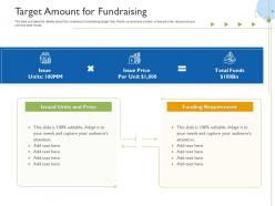 Target amount for fundraising raise funds initial currency offering ppt slides outline