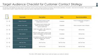 Target Audience Checklist For Customer Contact Strategy