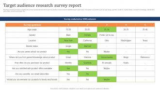 Target Audience Research Survey Report Marketing Strategy To Increase Customer Retention
