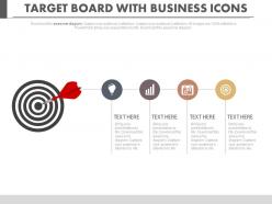 Target board with business icons for goal achievement powerpoint slides