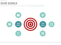 Target board with business icons powerpoint slides