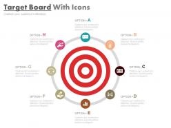 Target board with icons for financial target analysis powerpoint slides