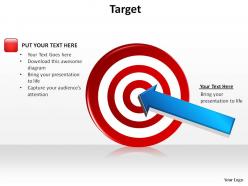 Target bullseye with arrow dart in center slides presentation diagrams templates powerpoint info graphics