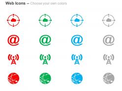 Target cloud internet wifiantenna globe ppt icons graphics