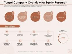 Target company overview for equity research locations ppt powerpoint presentation portfolio styles