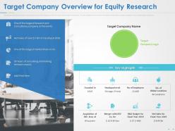Target Company Overview For Equity Research Ppt Powerpoint Presentation Summary Slide