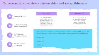Target Company Overview Mission Vision And Accomplishments Guide For A Successful M And A Deal