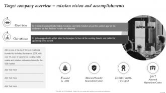 Target Company Overview Mission Vision And Accomplishments
