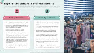 Target Customer Profile For Fashion Boutique Fashion Industry Business Plan BP SS