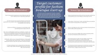 Target Customer Profile For Fashion Boutique Start Up Clothing And Fashion Brand Business Plan BP SS