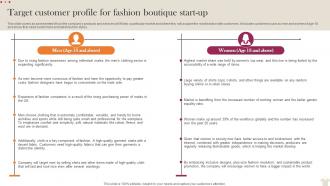 Target Customer Profile For Fashion Boutique Visual Merchandising Business Plan BP SS