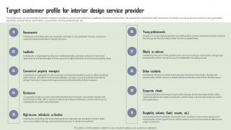 Target Customer Profile For Interior Design Interior Design Company Overview