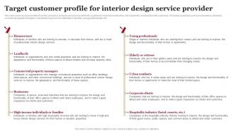 Target Customer Profile For Interior Design Service Provider House Remodeling Business Plan BP SS