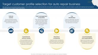 Target Customer Profile Selection Sample Meineke Car Care Center Business Plan BP SS