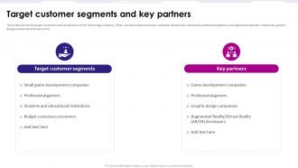 Target Customer Segments And Key Partners Game Development Fundraising Pitch Deck