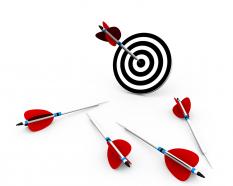 Target dartboard and arrows for business target display stock photo