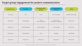 Target Group Engagement For Project Communication Public Relations Strategy SS V